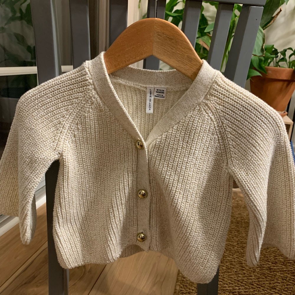 Janie and Jack White & Gold Cardigan 18-24m